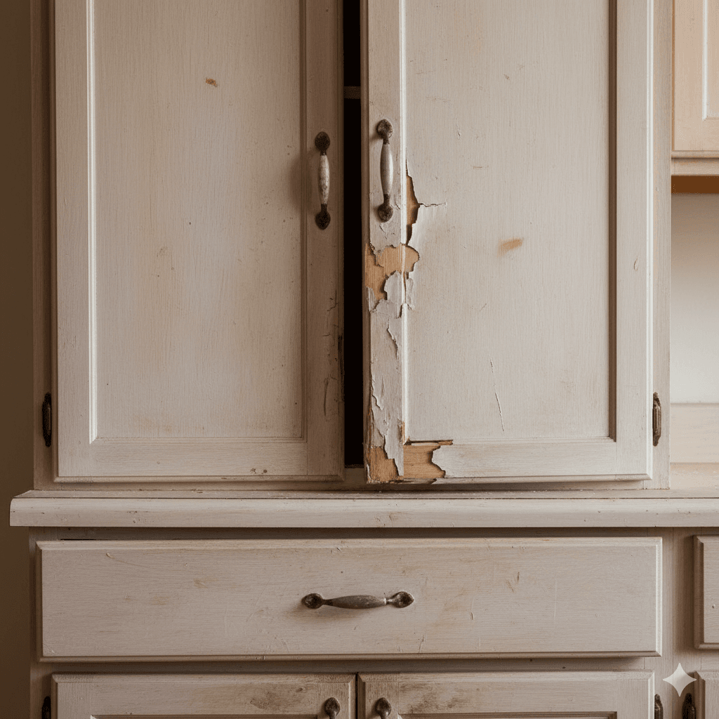 warped kitchen cabinets in Utah ready for cabinet painting by allen brothers cabinet painters
