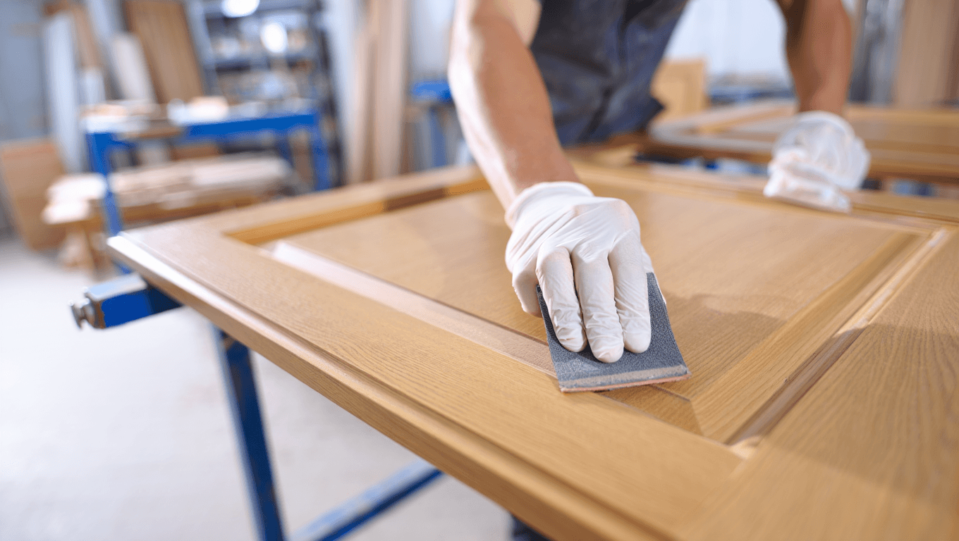 Office Breakroom cabinet refinishing