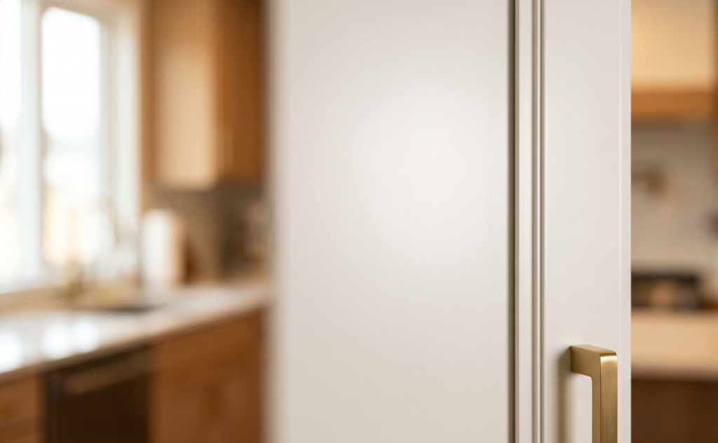 Cabinet painting cost in Ogden Utah — freshly painted white kitchen cabinets in a Weber County home