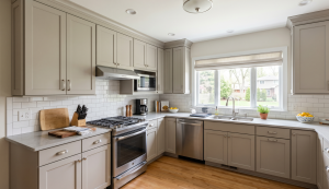 Cabinet painting cost in Ogden Utah — freshly painted white kitchen cabinets in a Weber County home