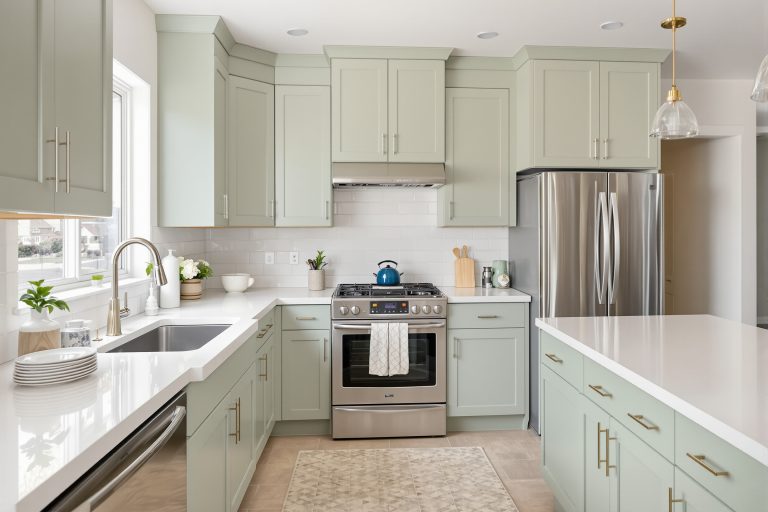 Cabinet painting cost in Bluffdale Utah kitchen with satin-finished cabinets