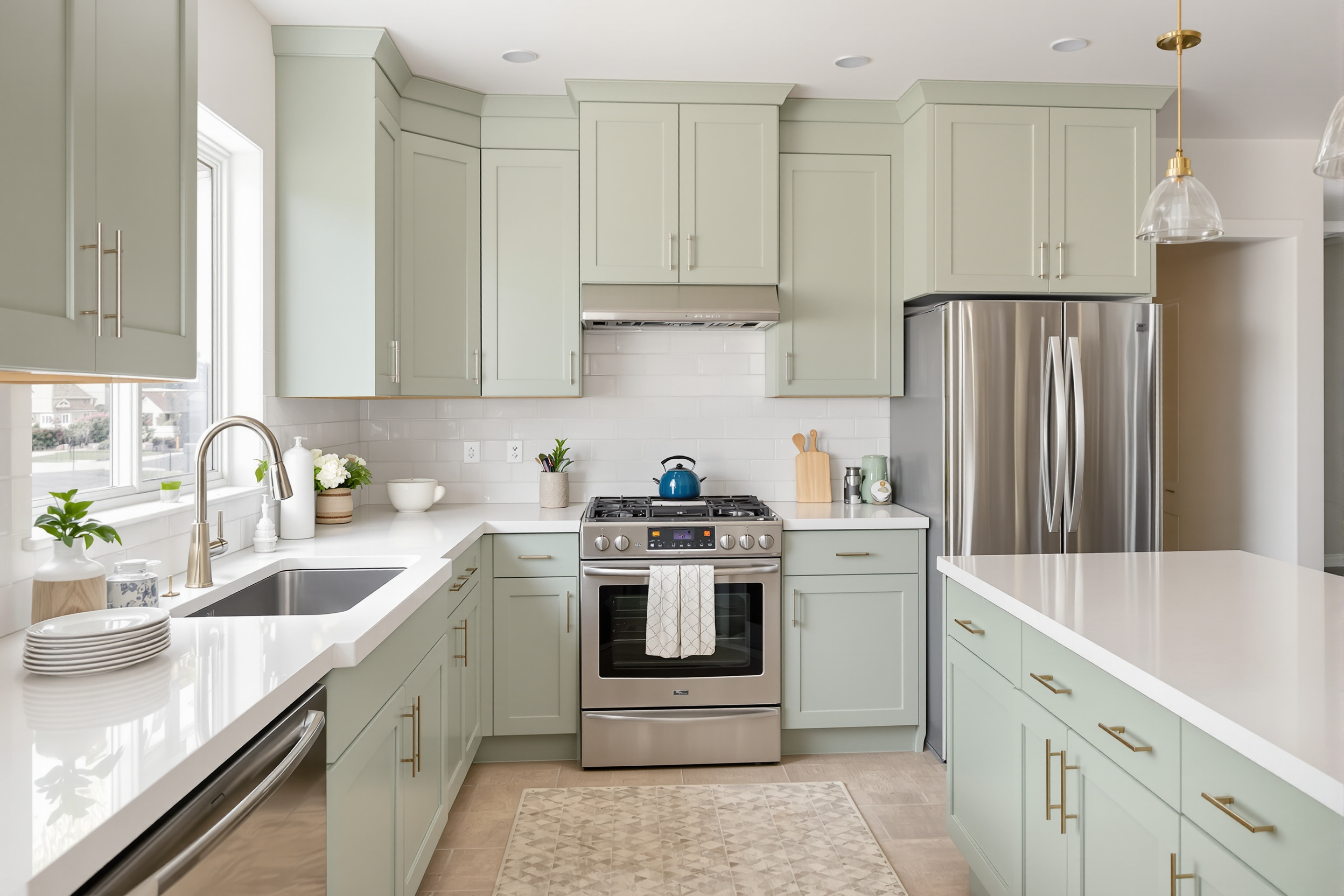 Cabinet painting cost in Bluffdale Utah kitchen with satin-finished cabinets