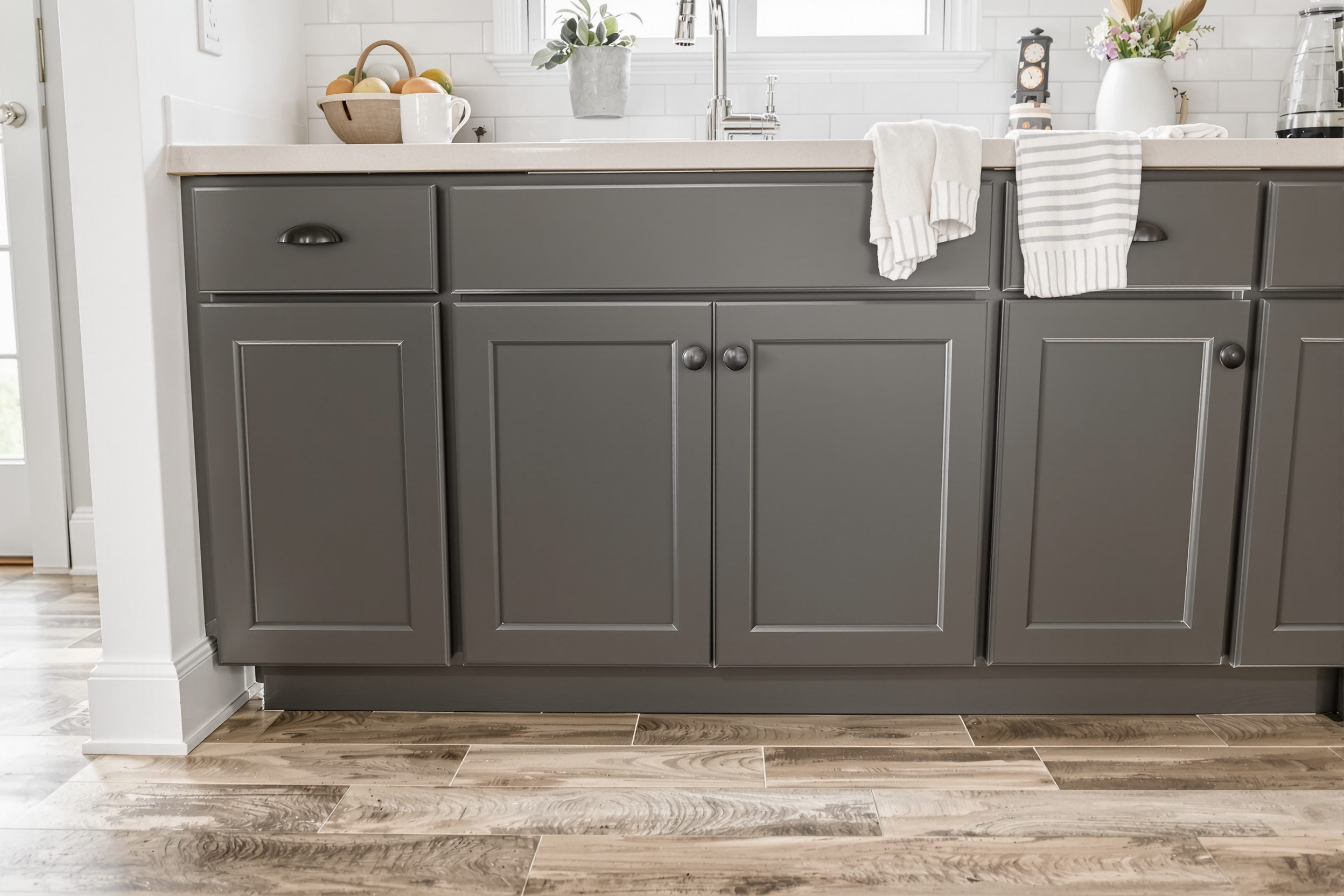 Cabinet Repair vs. Painting: 4 Simple Signs for a Fresh Finish 2 Checking the cabinet base near a kitchen sink for water damage before a repaint or repair