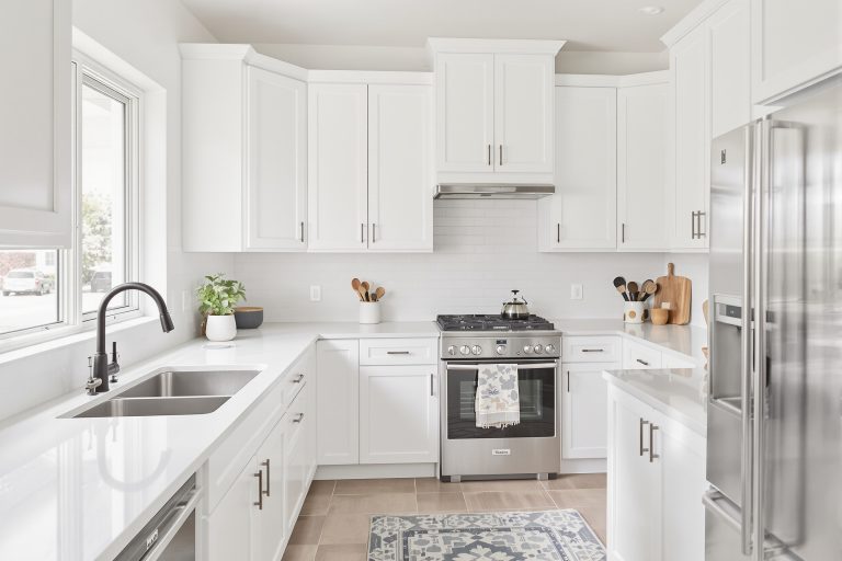 Is cabinet painting messy? A spotless satin kitchen in a Utah home says no