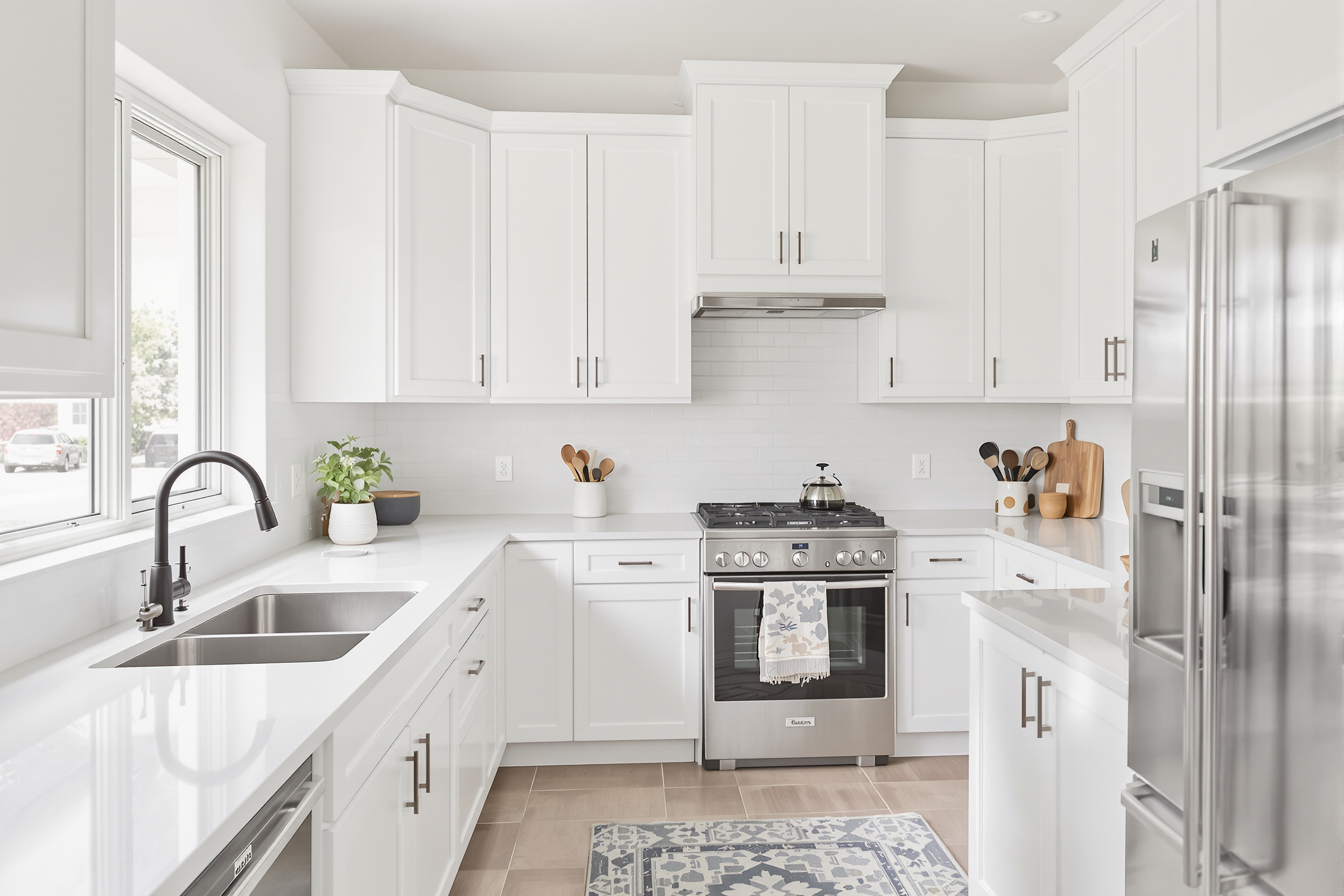 Is cabinet painting messy? A spotless satin kitchen in a Utah home says no