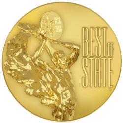 Best of State Award: A prestigious gold award recognizing excellence and achievement in a specific state.